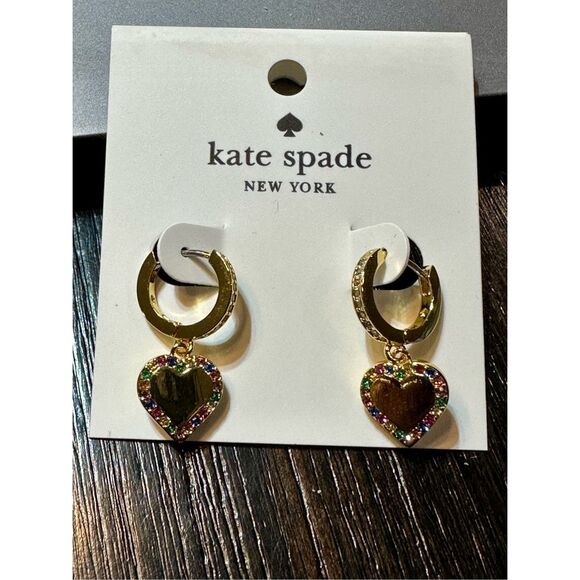 Kate Spade NEW Take Heart huggie earrings - Picture 3 of 5